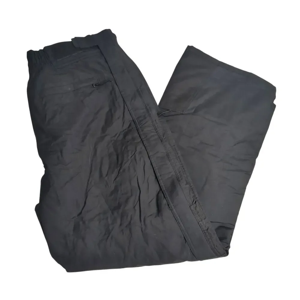 Men's Slalom Black Nylon Lined Insulated Ski Snow Pants XL Adjustable Waist